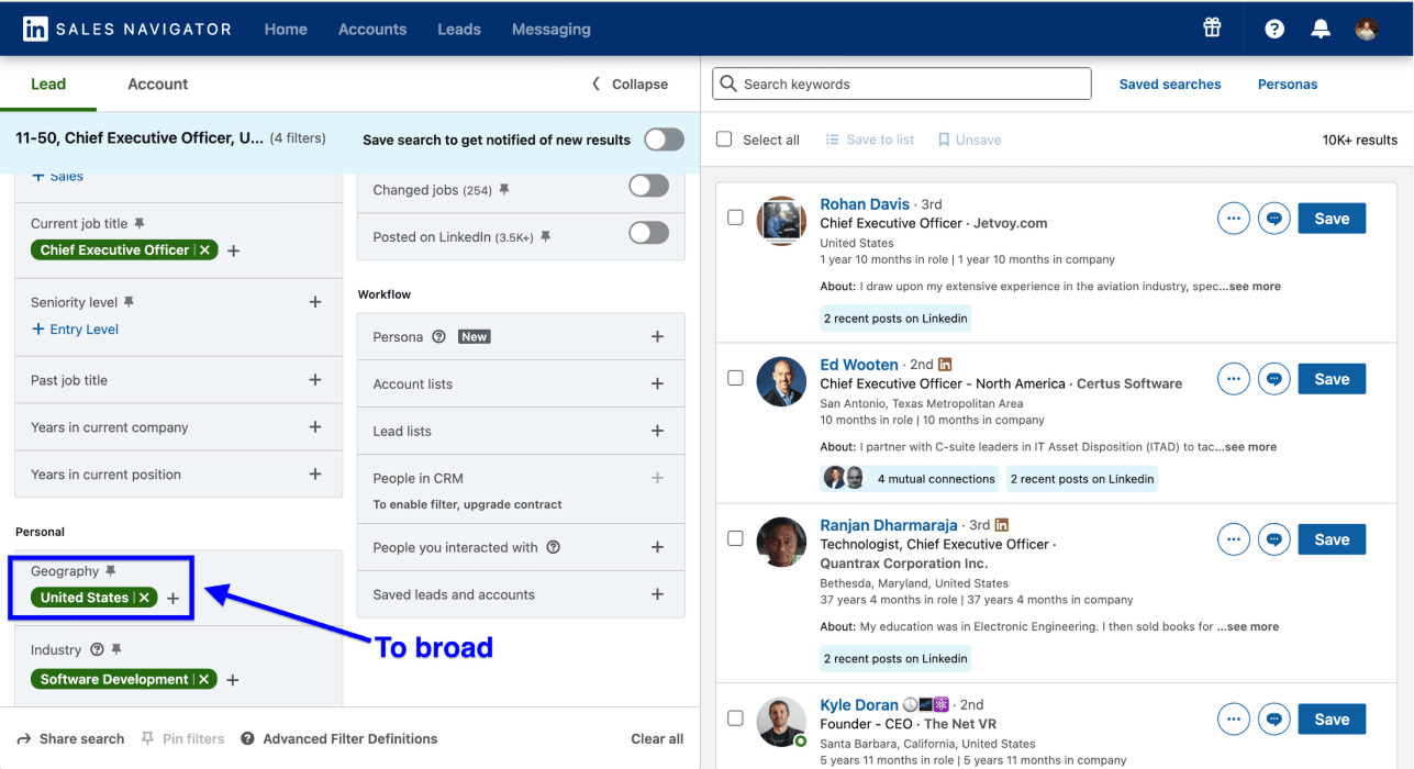 How To Scrape Sales Navigator Leads - Broad Filters Warning