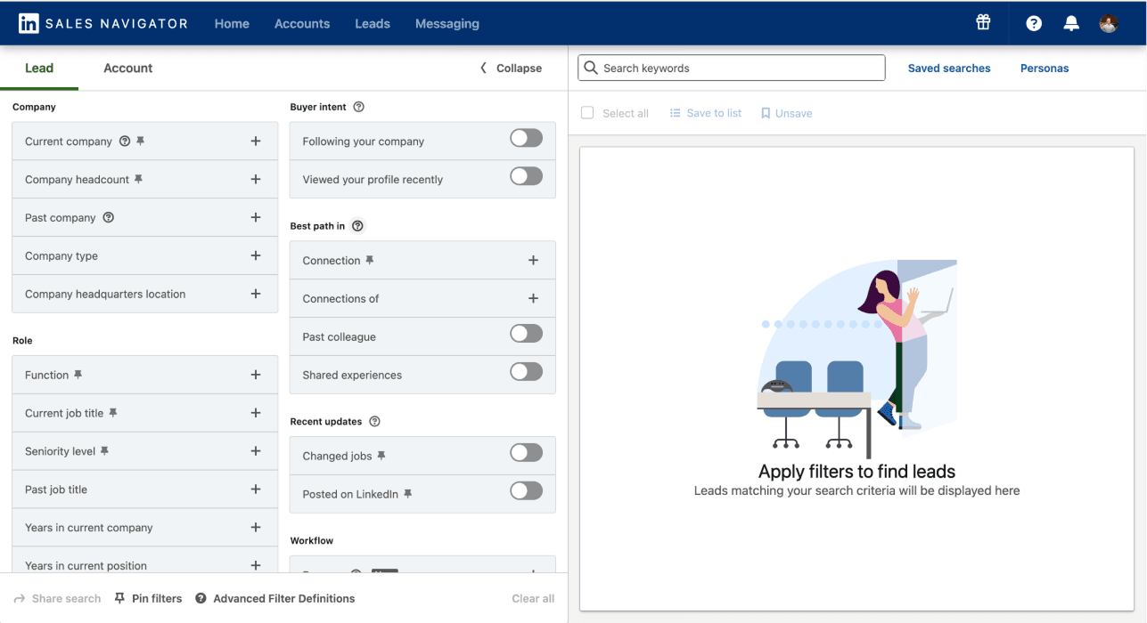 How To Scrape Sales Navigator Leads - Expanded Filter View