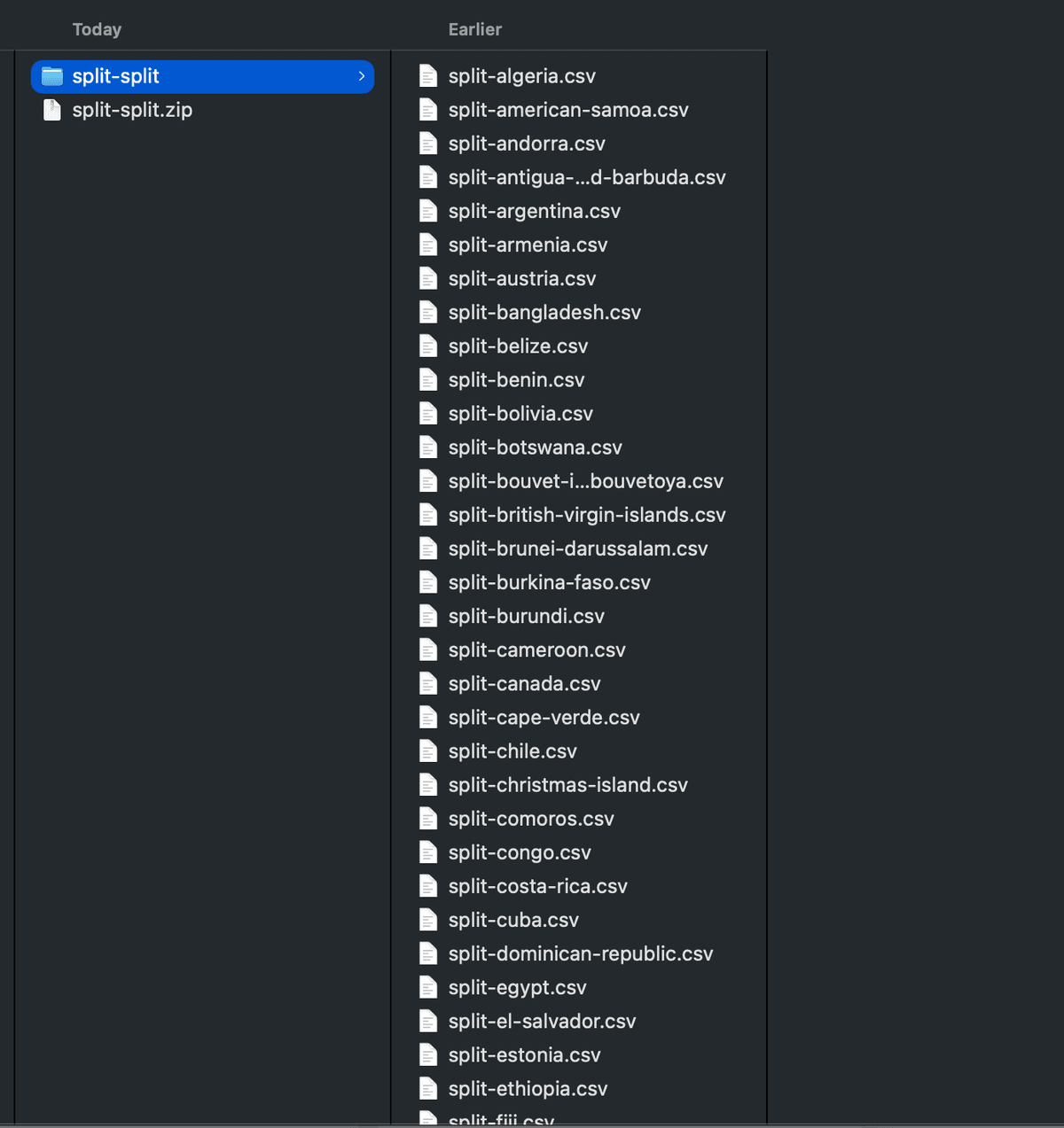 Final generated CSV files ready to download