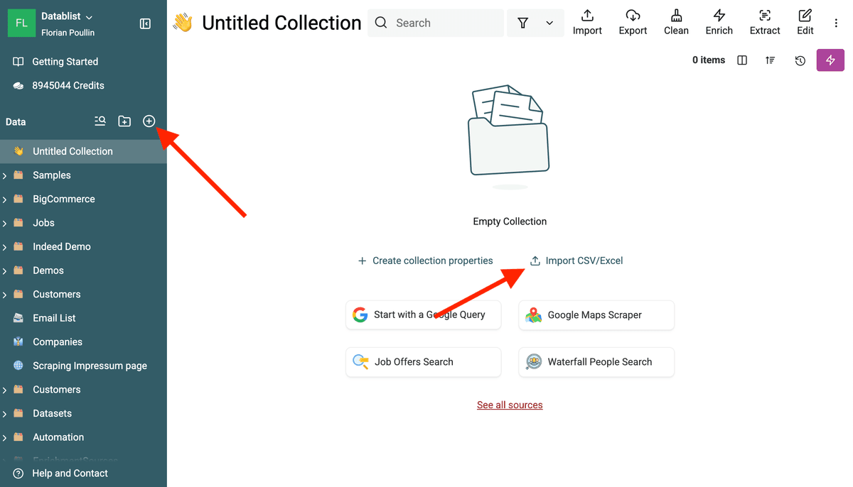 Create a new collection in Datablist