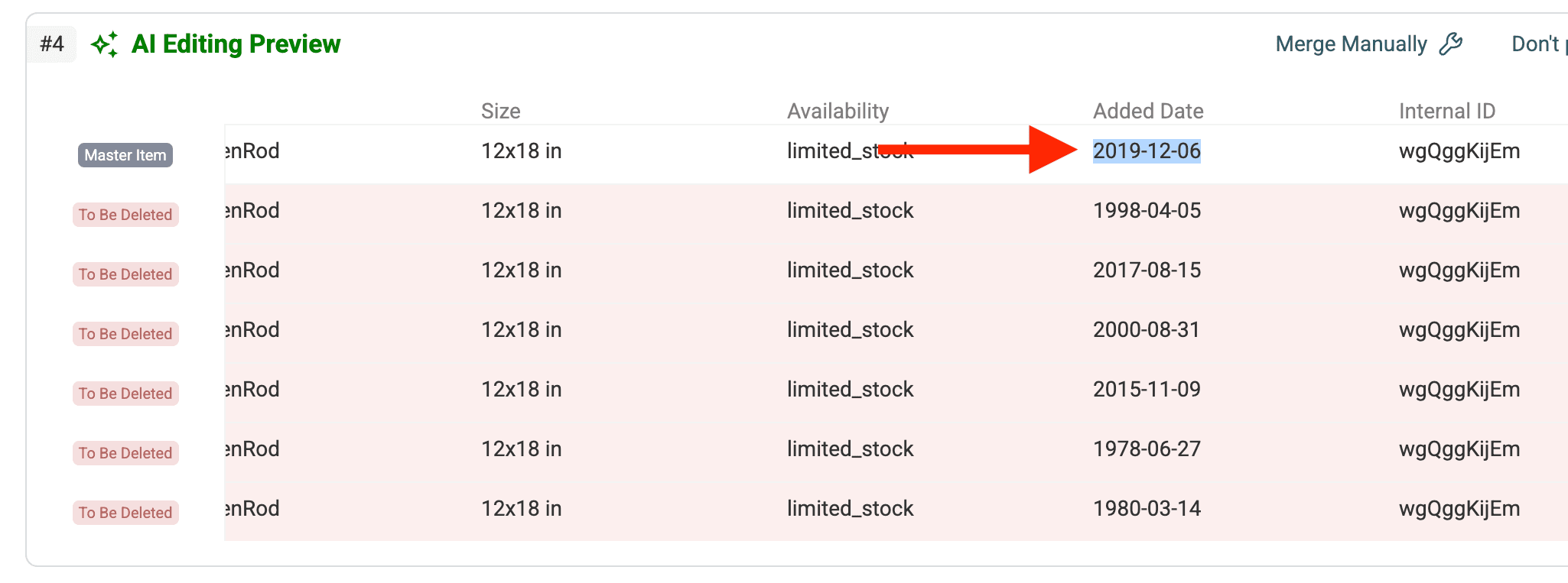 Exemplo da prévia com o valor somado no registro master