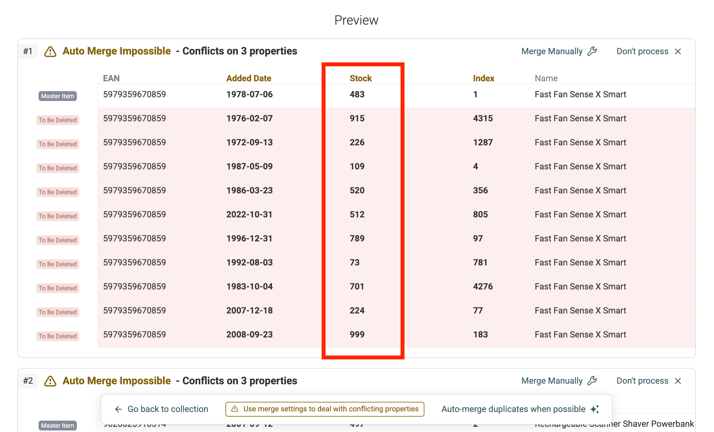 Visualize os grupos de duplicados detectados
