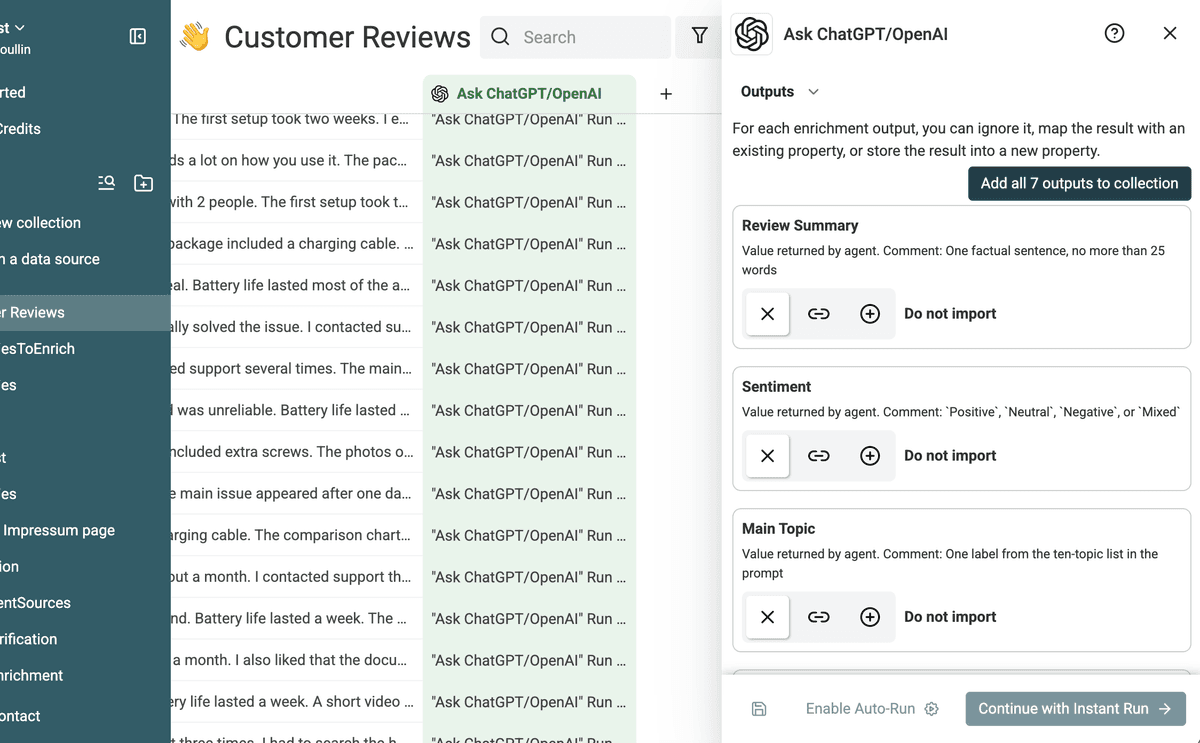 Structured review outputs ready to map into the collection