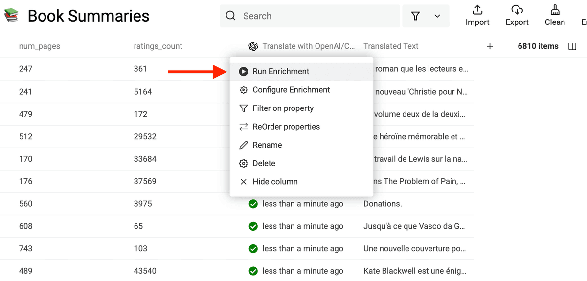 Click on enrichment column
