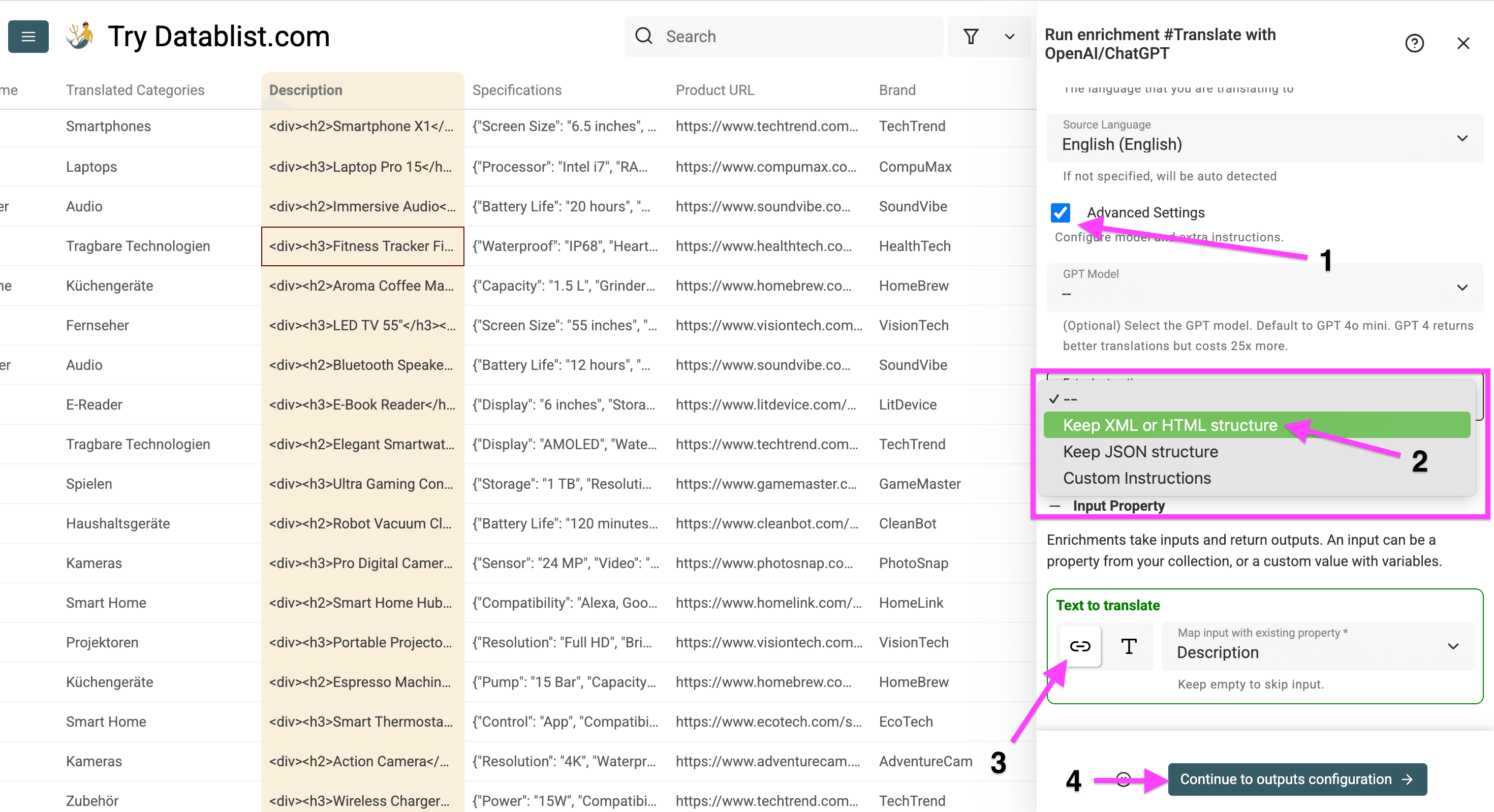Fonction pour préserver HTML sur Datablist