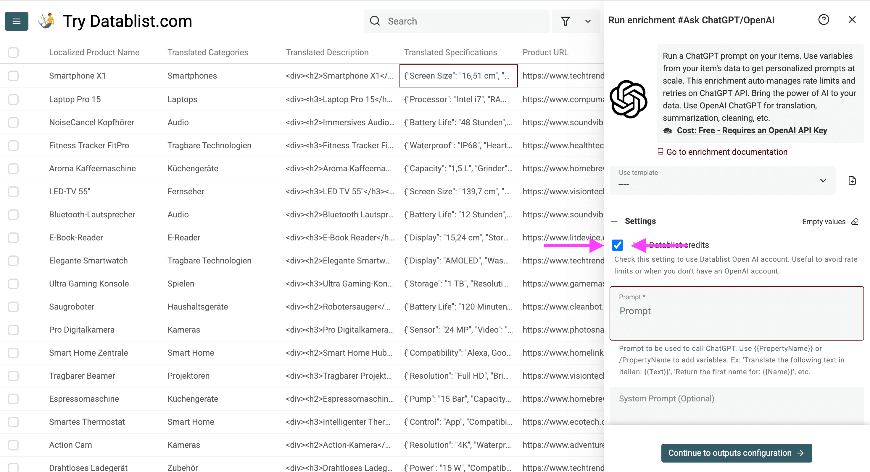 Utiliser la clé Datablist, le plus rapide