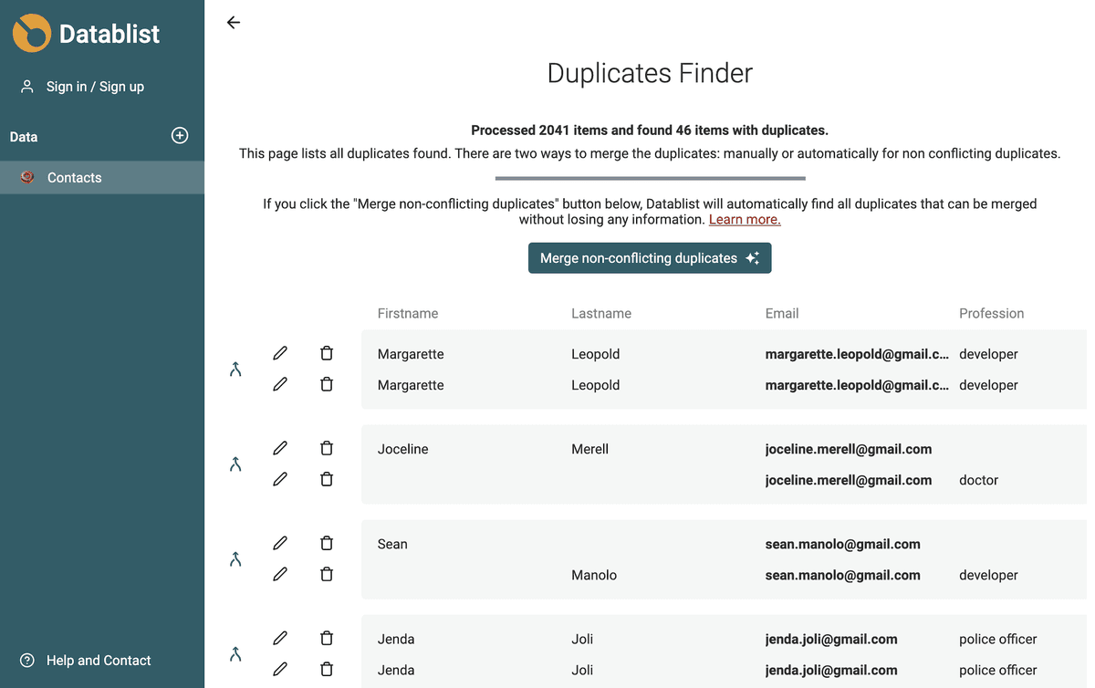 Datablist Product screenshot