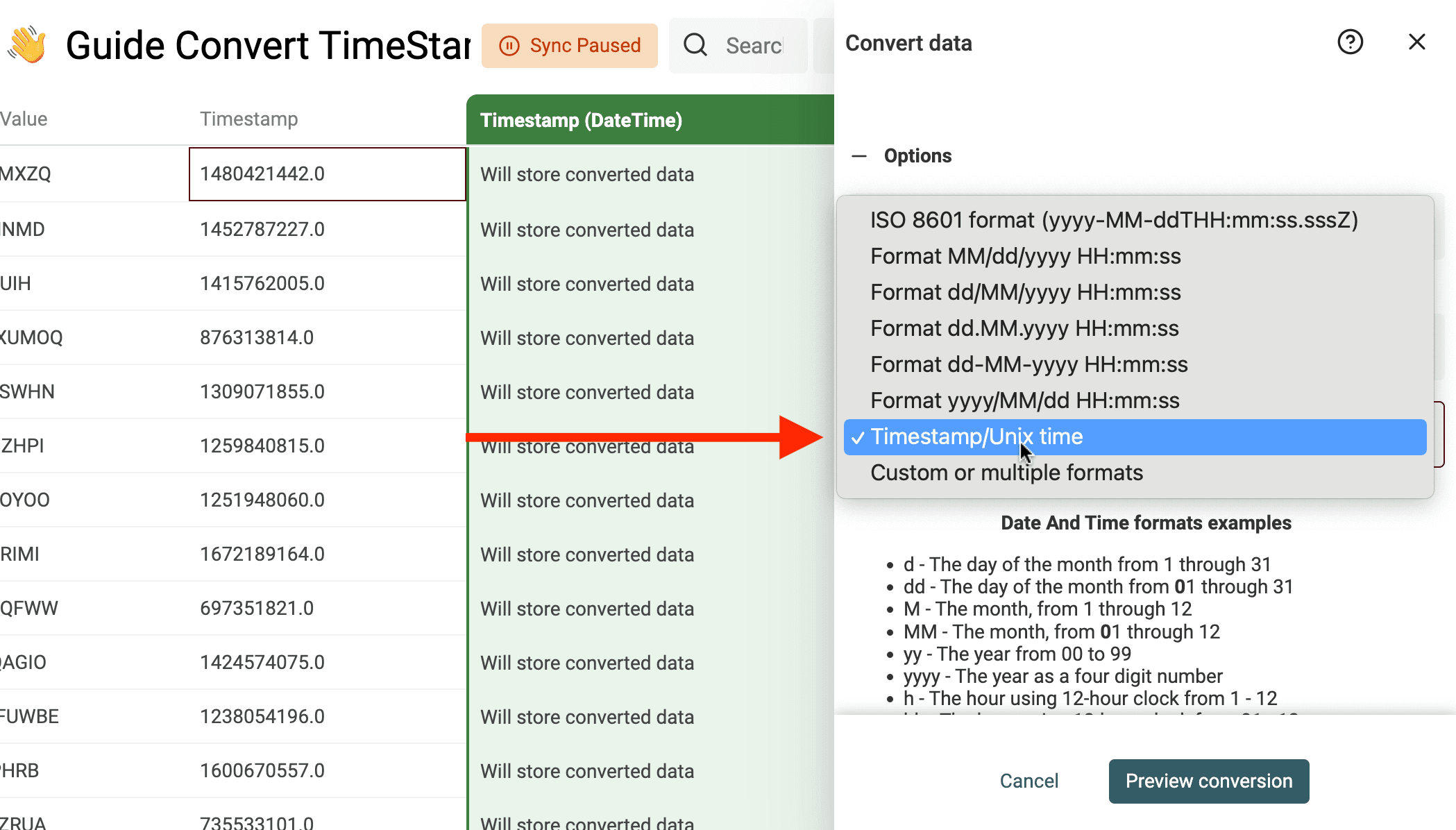Select date format