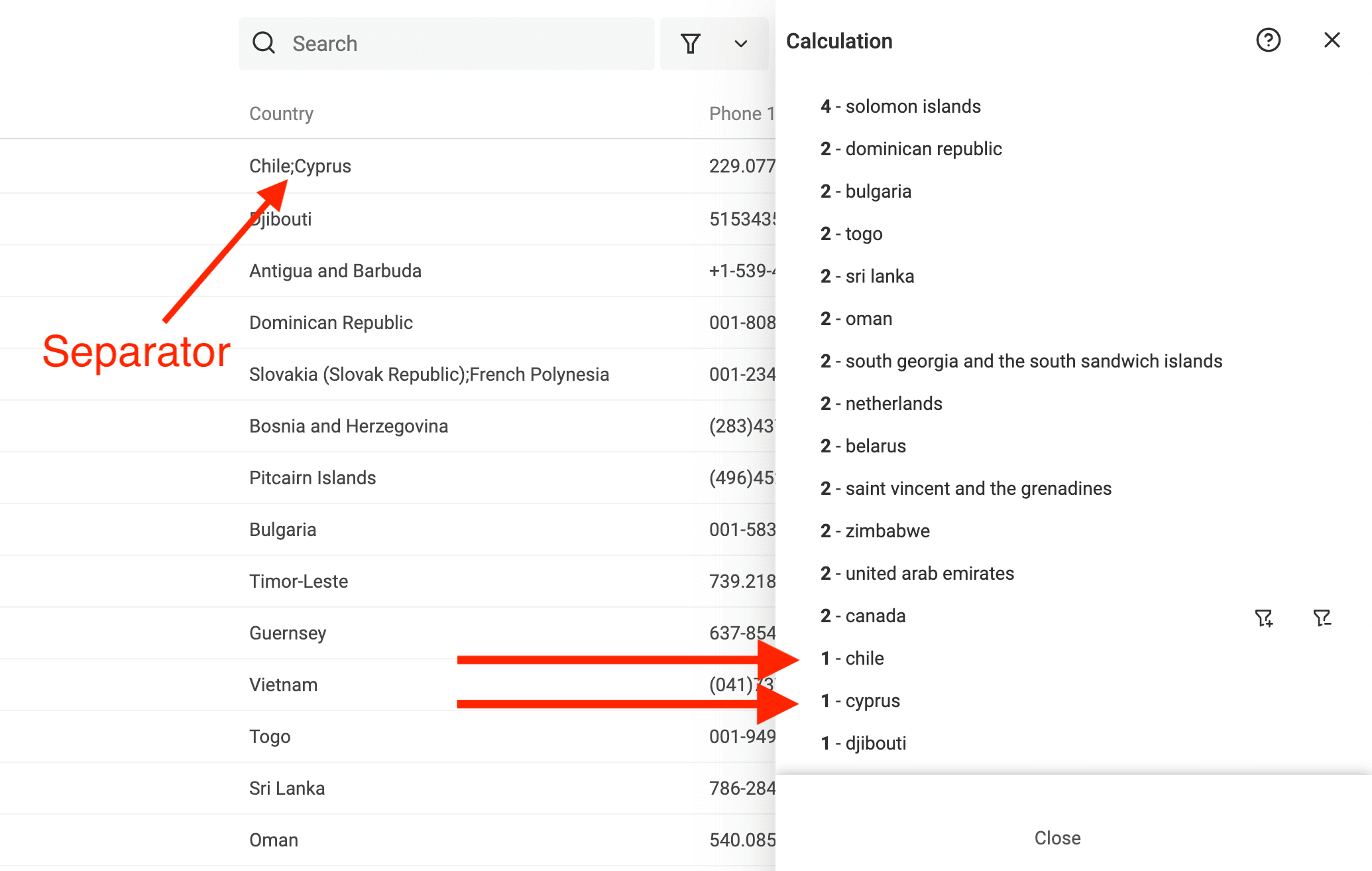 Count Distinct words with separator