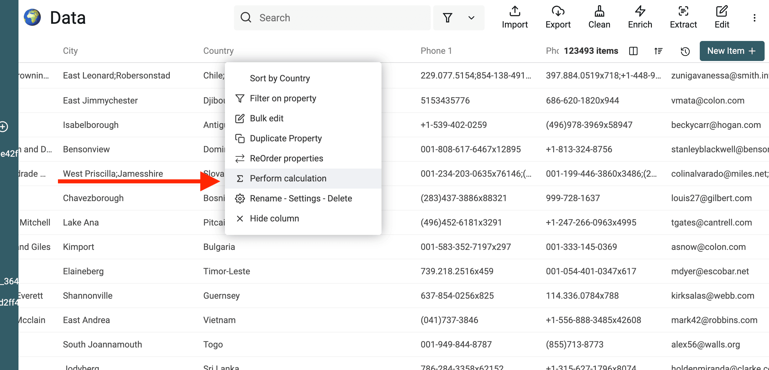 Open Calculations tool
