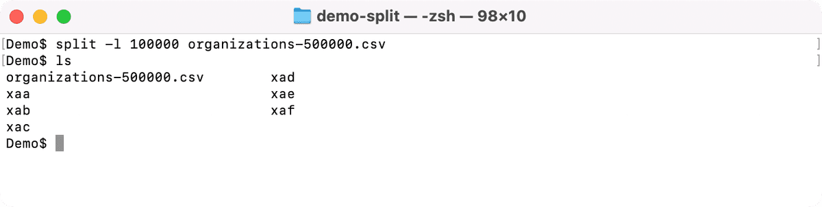 Basic split CSV file