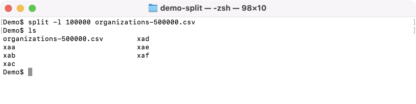 Basic split CSV file