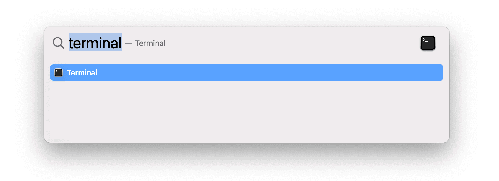 Open Terminal using Mac Spotlight