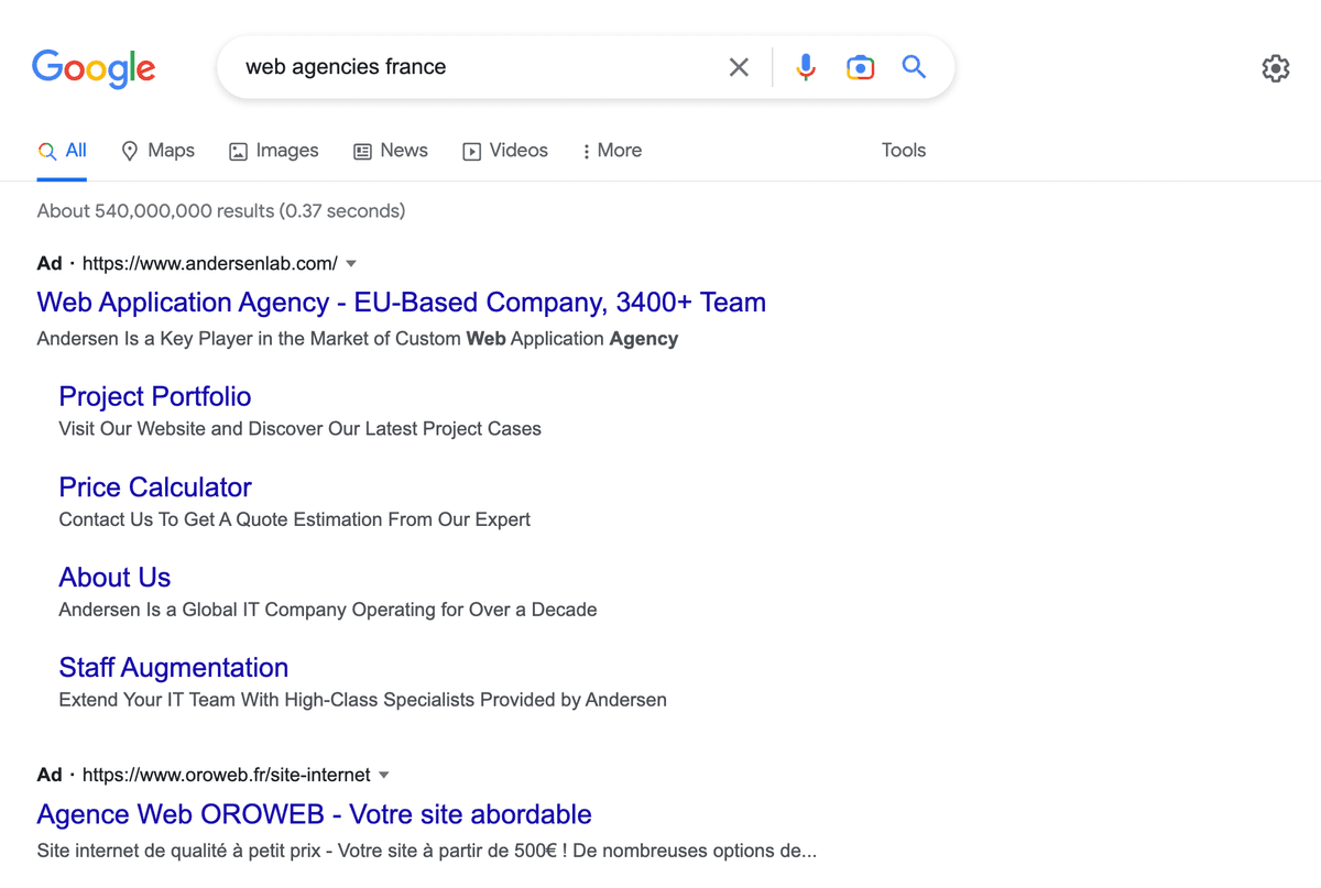 Open Google Results