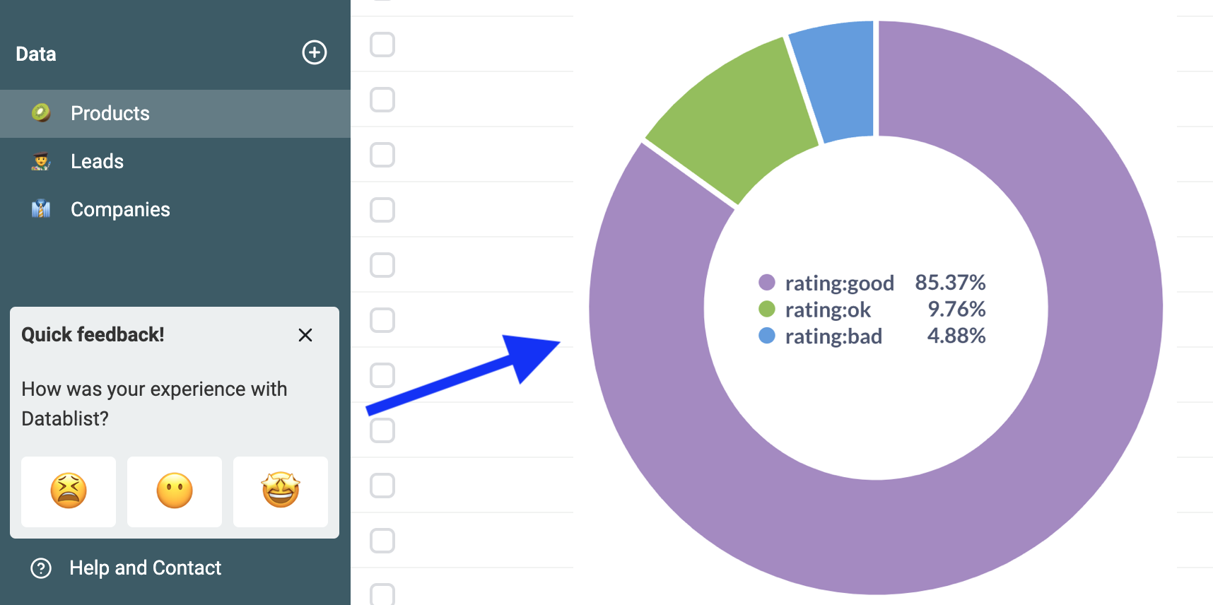 Feedback widget and results