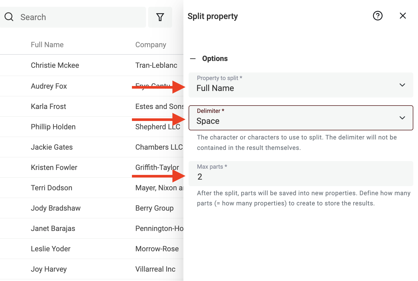 Configure Split Property