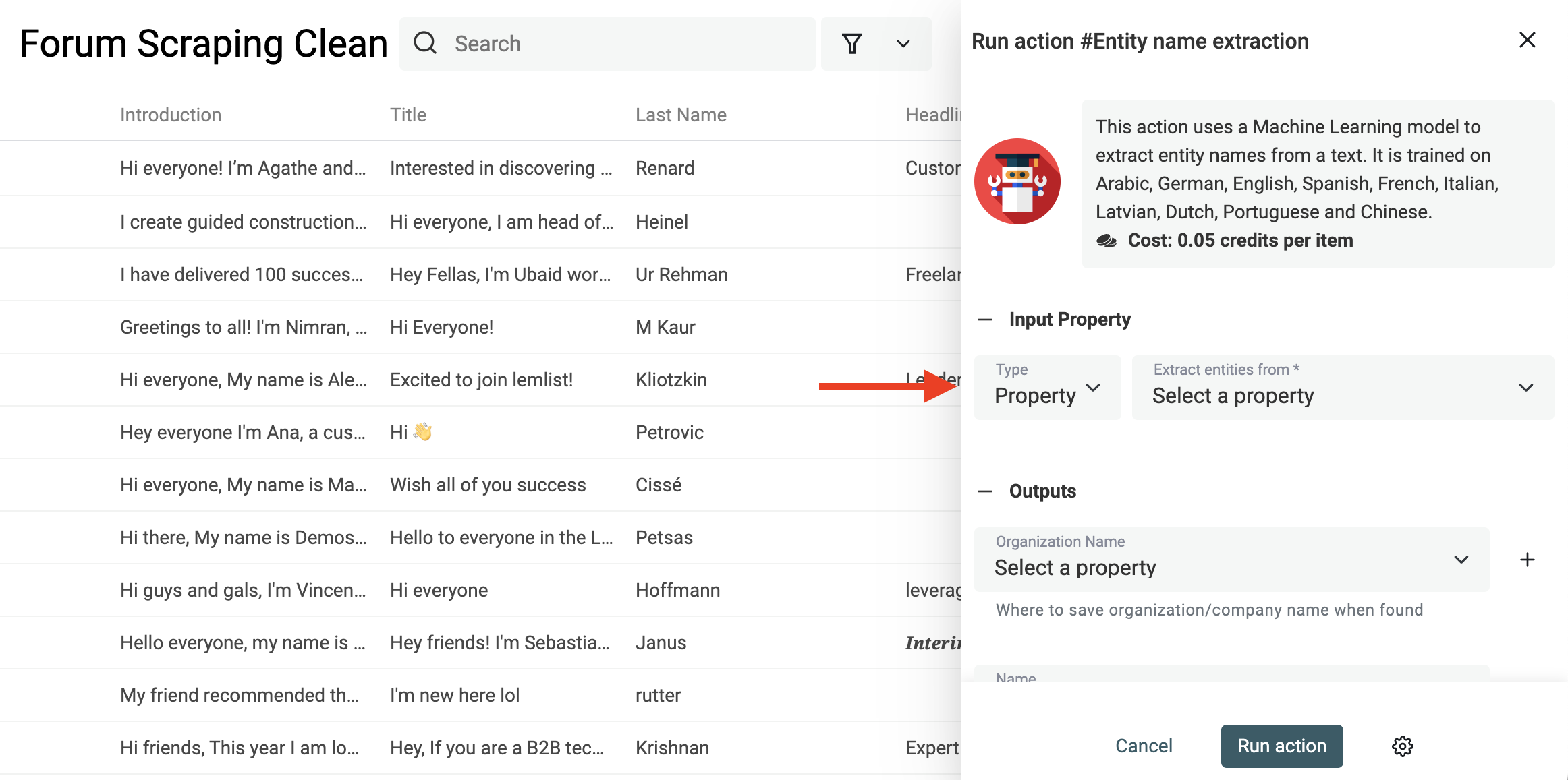 Configure Entity Name Extractor