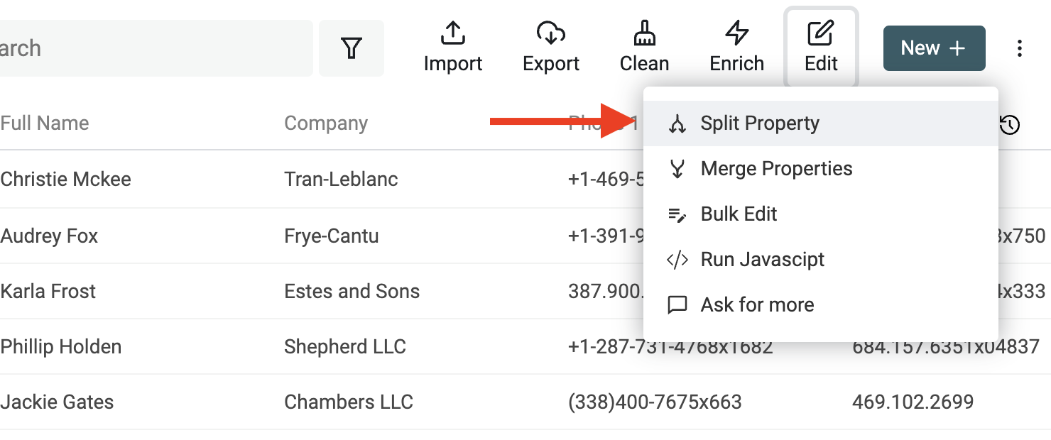 Split Property tool