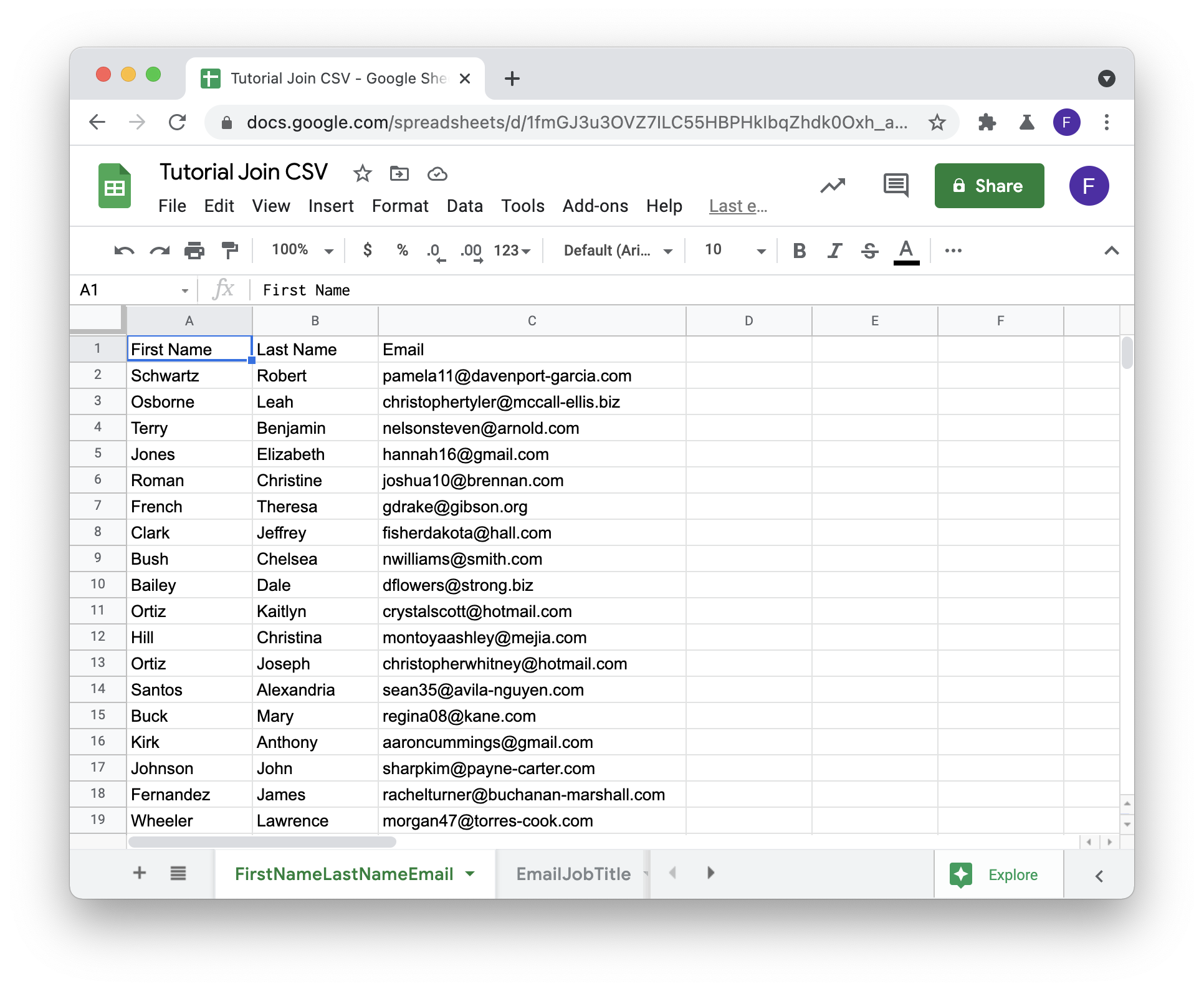 CSV files imported in Google Sheets