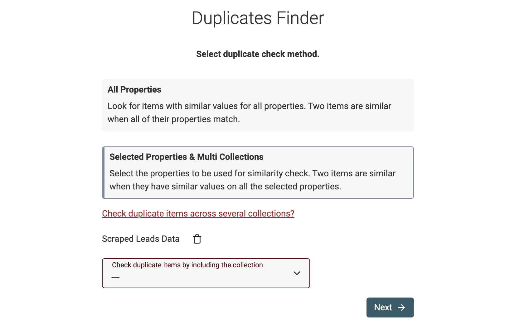 Select data matching mode