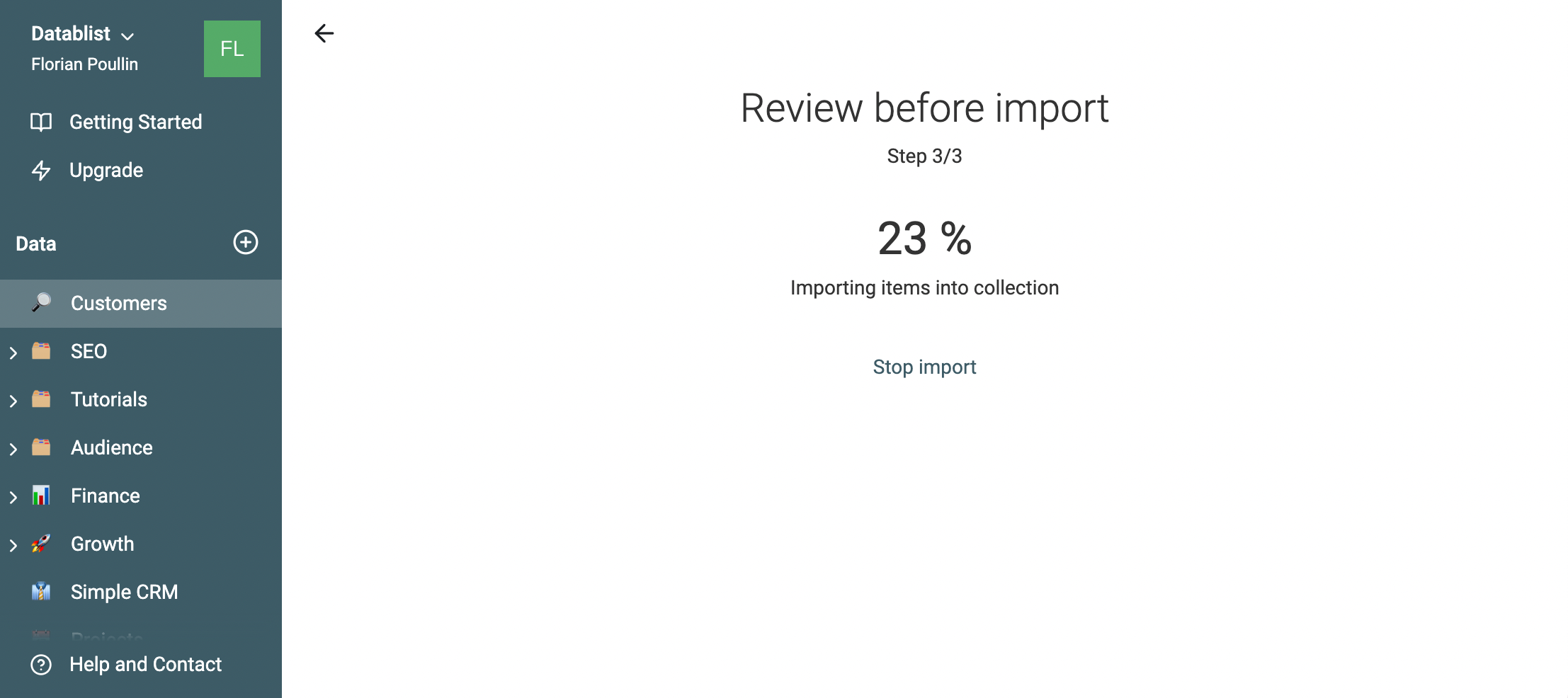 Import CSV progress