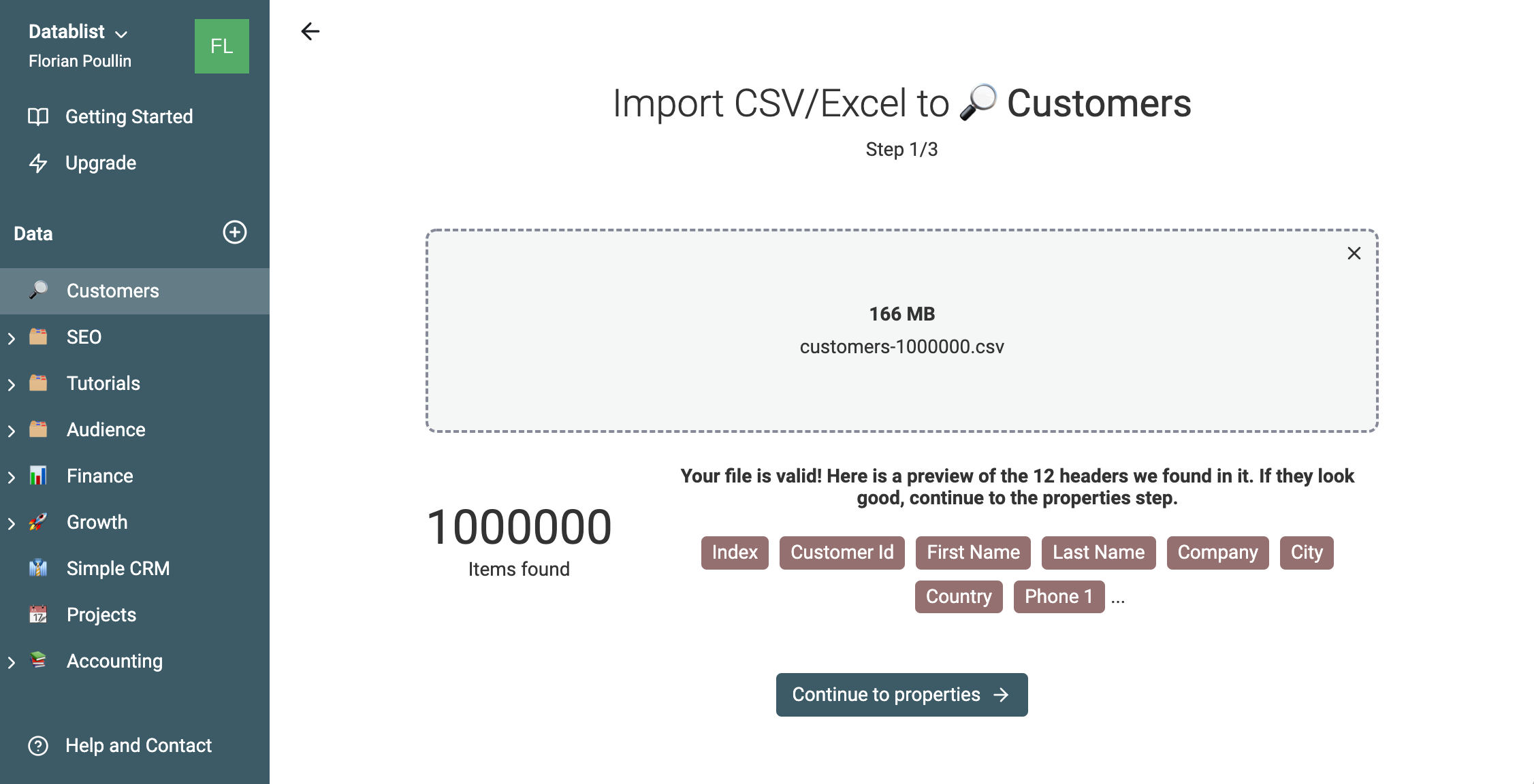 Select CSV file