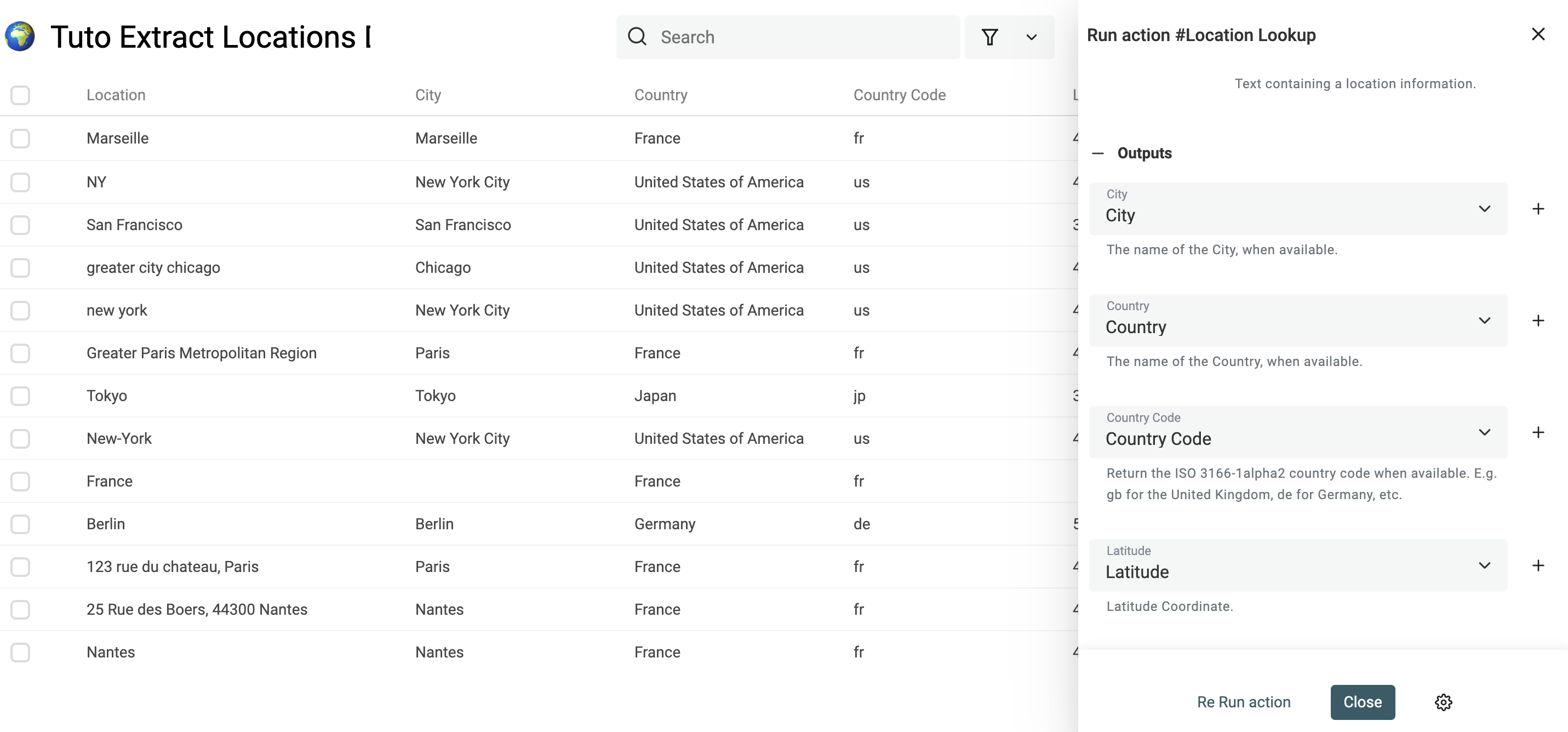 Results of the Location Lookup Enrichment