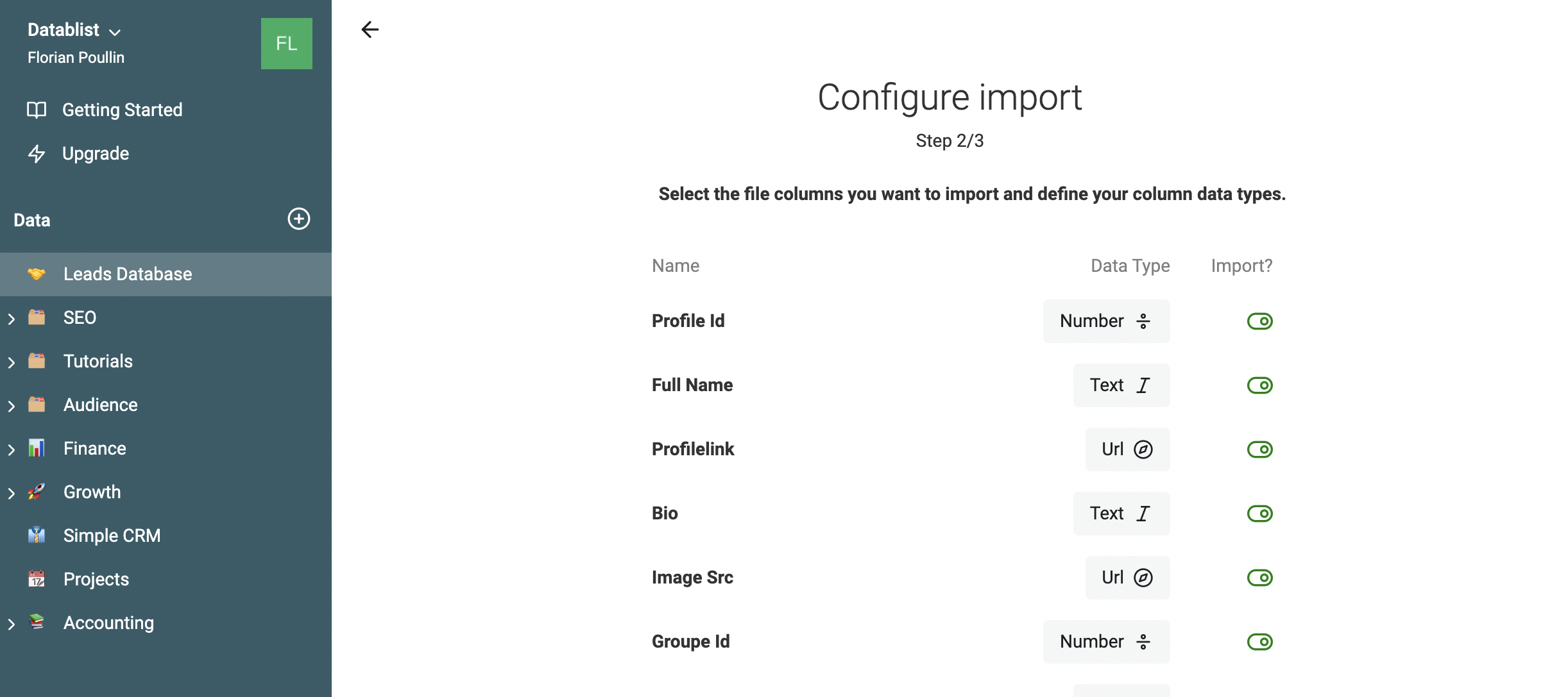 Create a property for each column