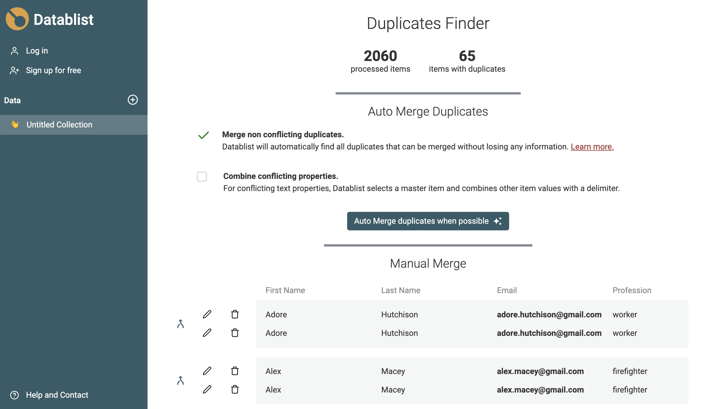 Auto Merge duplicate values