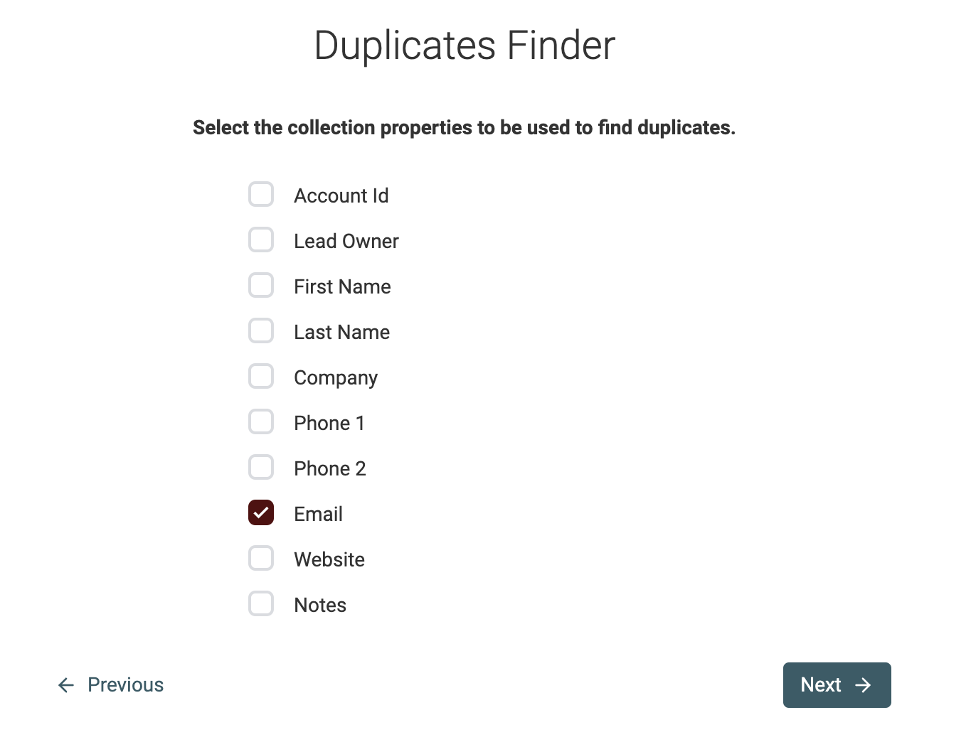 Select a unique identifier for your lead records