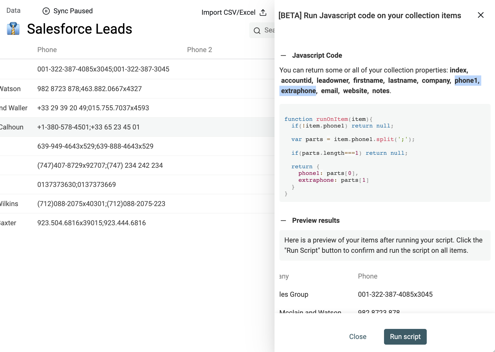 Javascript code to split on semicolon