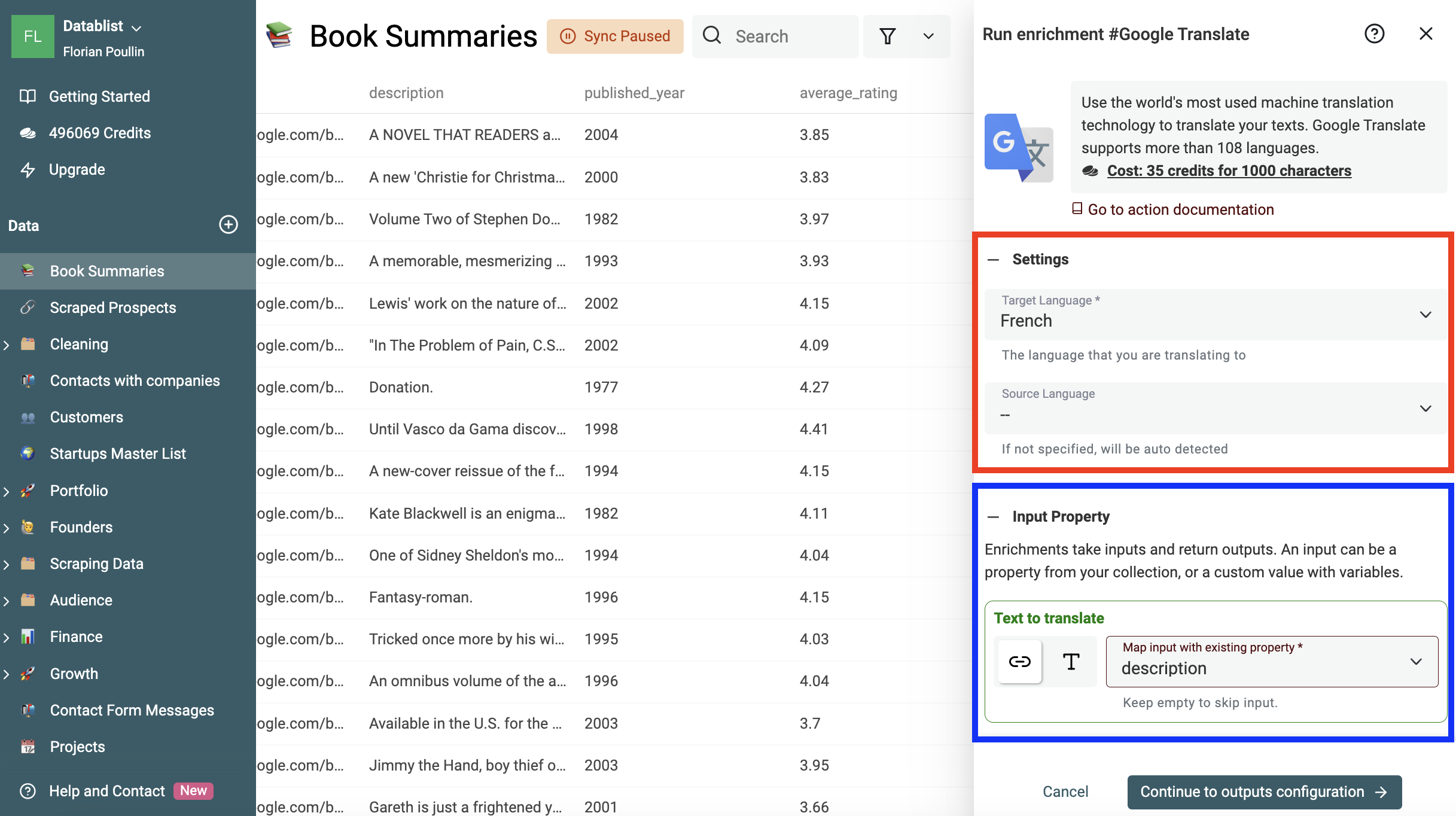 Configure Google Translate Enrichment